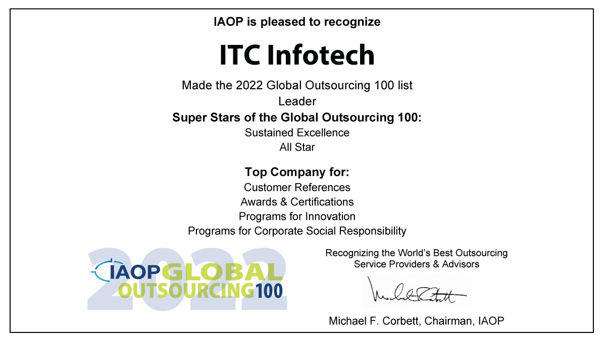 ITC Infotech recognized as Leader - Super Stars of the Global Outsourcing 100